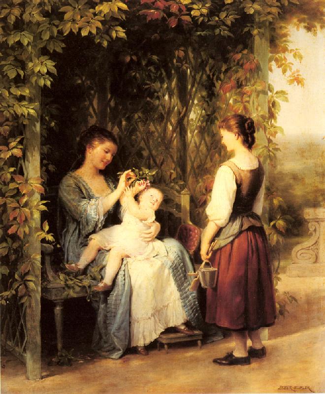Fritz Zuber-Buhler Tickling the Baby China oil painting art